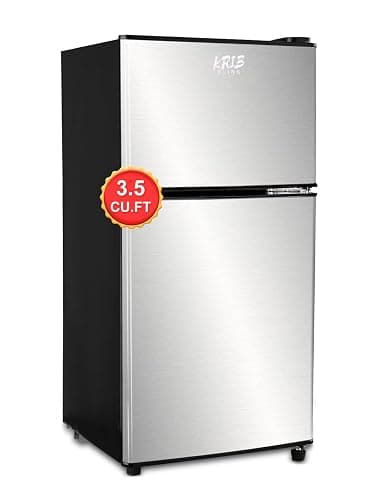 KRIB BLING 3.5 Cu.Ft Compact Refrigerator Mini Fridge with Freezer,7 Level Adjustable Thermostat Removable Shelves Small for Office Dorm Apartment Silver (KB02 FLS-80-SILVER) - Image 1