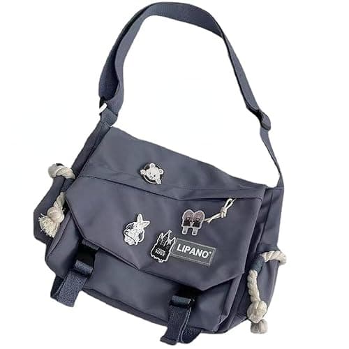 Pbkabiug Cute Nylon Messenger Bag for Women Kawaii Shoulder Crossbody Bag with Kawaii Accessories Aesthetic Tote Bag - Image 1