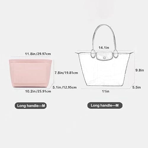 D.DUO Bag Insert Organizer, purse accessories,Suitable Longchamp long handle tote organizer (Beige, L（long handle）) thumbnail 2