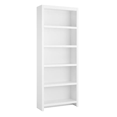 Prepac Moda 5-Tier Tall Wooden Bookcase, White Storage Cabinet, Display Cabinet, Bookshelf with Storage Shelves 31.75" W x 80" H x 12" D for Home Office, Living Room, Bedroom Organizer - Image 1