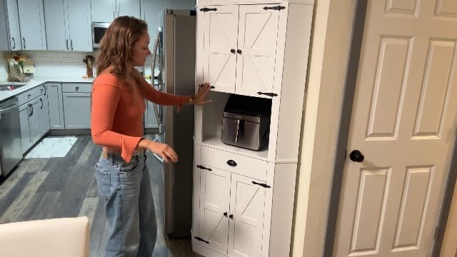 74" Corner Cabinet with Charging Station,Kitchen Pantry Cabinet with Drawer thumbnail 8
