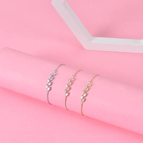 DHQH Bridesmaids Gift Set of 6 or 4 Bridesmaid Bracelet 18K Gold Plated Leaf Bracelet I Couldn’t Tie a Knot Without You Wedding Bridesmaid Proposal Bracelets Jewelry Gifts for Women thumbnail 5