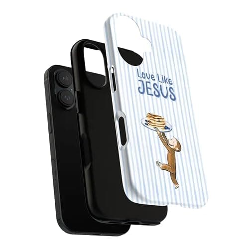 Cu.rious G.e.orge Phone Case, Cart.oon Monkey Phone Cover with Love Like Jesus Bible Verse and Pancake Design Phone Case Multicolor thumbnail 5