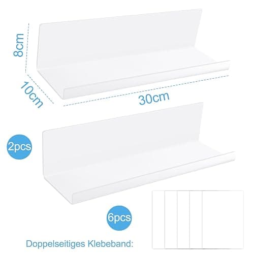 Collazoey 2pcs étagère Murale sans perçage, matériau Acrylique, étagère Murale de décoration de la Maison, adaptée à la Cuisine, à la Salle de Bain, au Bureau, au Salon, Blanc thumbnail 3