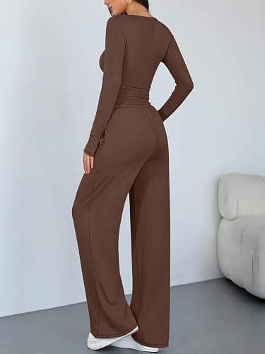Trendy Queen Women 2 Piece Matching Lounge Sets Clothing Comfiest Wide Leg Pants 2025 Y2K Sweatsuits Fall Airport Outfit thumbnail 4
