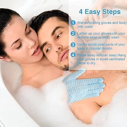 Yiclick Heavy Exfoliating Gloves, Exfoliating Body Scrubber for Bath Shower Exfoliation, Body Scrub Exfoliator for Dead Skin Remover, Exfoliate Sponge Loofah Washcloth Mitt Men Women thumbnail 6