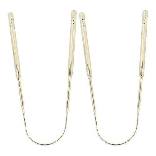 2pcs Tongue Scraper for Adults Stainless Steel U Shape Tongue Cleaner Reduce Bad Breath for Oral Care Hygiene(Gold) thumbnail 2