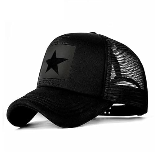 Baseball Cap Pentagram Print Unisex Trucker Hat Mesh Breathable Lightweight Snapback Casual Star Baseball Cap Unisex. Black - Image 1