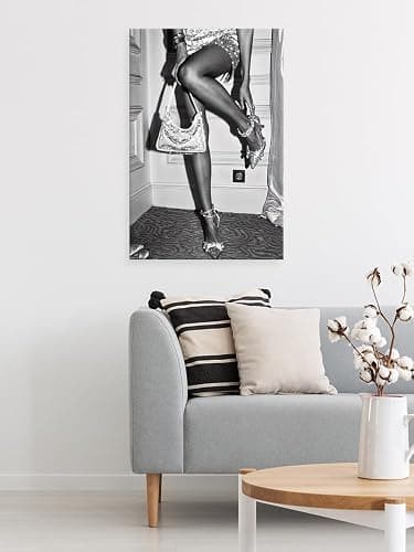 High Fashion Poster Trendy Black and White Wall Art Retro Girl Room Decor Luxury Feminist Canvas Prints Beautiful Chic Woman Picture for College Dorm Apartment Batchroom Bedroom Decor 12x16in Unframed thumbnail 5