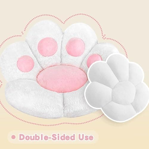 MOONBEEKI Cat Paw Cushion Chair Comfy Kawaii Plush Seat Cushions Shape Lazy Pillow for Gamer Chair 28"x 24" Cozy Floor Cute Seat Kawaii for Girl Worker Gift, Dining Room Bedroom Decorate （White） thumbnail 8