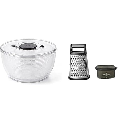 OXO GG Salad Spinner, Large & KitchenAid Gourmet Box Grater, Black - Spinner + Gourmet Box Grater