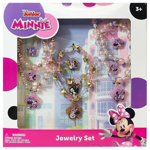 LUV HER Disney Minnie Girls Jewelry Set - Dress up Toy Jewelry Box Sets with Bead Necklace, Bead Bracelet and Ring - Play Accessories - Ages 3+ thumbnail 8