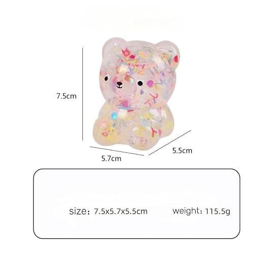 Dhjrefhhd 1Pccs Squeeze Toys Letter Sequins Candy-Bear Stress Relief Toy Hand Fidget Sensory Office Desk Squishy Toy (Pink or Randomly Color) thumbnail 3