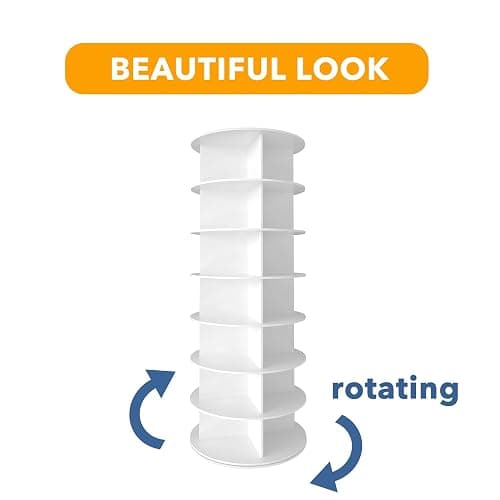 SpaceAid 7 Tier Rotating Shoe Rack Tower, Spinning Shoe Display Lazy Susan, Revolving 360 Shoe Rack Storage Round Carousel, Vertical Handbag Rotate Shoes Closet Organization (7-Tier White) thumbnail 7