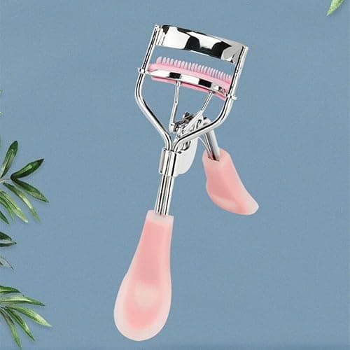 MERVK Stainless Steel Eyelash Curler with Built-in Comb Pinch Pain-Free Suitable for Any Eye Shapes and Sizes, with 5 Silicone Refill Pads (Hazy Pink) thumbnail 6