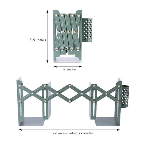 Adjustable Bookends Metal Book Ends for Heavy Book Holder Heavy Duty Bookends Nonskid Bookcase Desktop Book Organizer Binder Holder (White) thumbnail 3