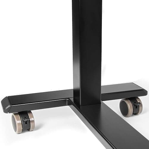 Vaunn Medical Electric Overbed Table Bedside Height Adjustable Table with Wheels (Electric-Powered, Hospital and Home Use) - Brown (Organic Modern) thumbnail 8