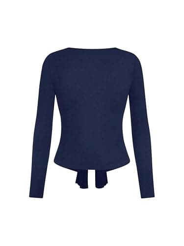 GORGLITTER Basic Langarmshirt Damen V Ausschnitt Tshirt Mit Twist Herbst Outfit Cutecore Winter Oberteile Herbst Mode Damenshirt thumbnail 3