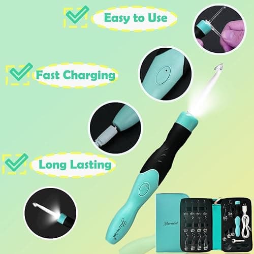 Yarniss Lighted Crochet Hooks Set 2.5mm~14.0mm, 17 Sizes Light Up Crochet Hooks with Case thumbnail 4
