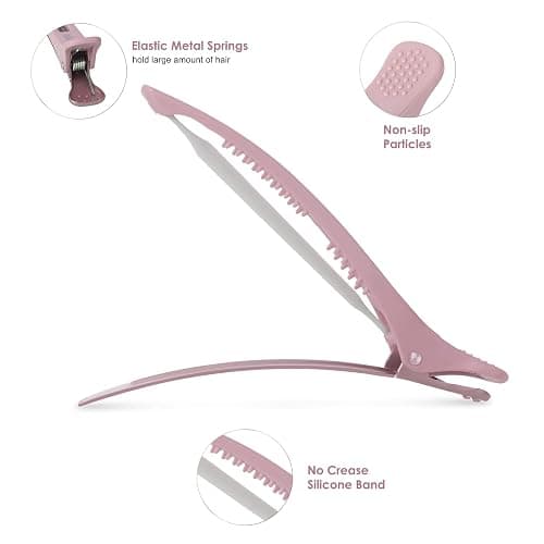 AIMIKE 12pcs Professional Hair Clips for Styling Sectioning, Anti-Slip No-Trace Duck Billed Hair Clips with Silicone Band, Salon and Home Hair Cutting Clips for Hairdresser, Women, Men - 4.3” Long thumbnail 3