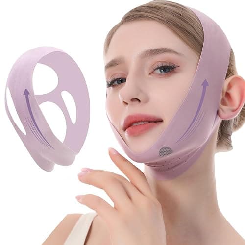 V-Line Lifting Mask, Chin Strap for Sleeping, Jawline Wrap, Medium, Pink - Image 1