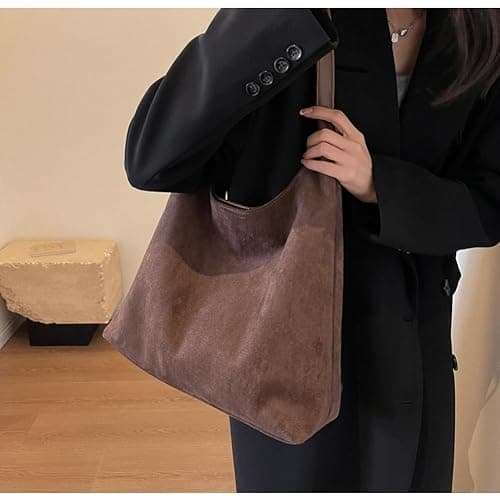 2 Pcs Slouchy Hobo Bags Women Suede Crescent Satchels Shoulder Bag Crossbody Purse Top-handle College Tote Handbag 2025 thumbnail 3