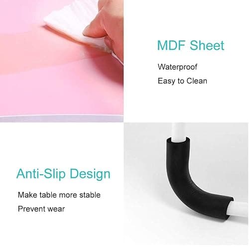 Lap Desk with Storage Drawer, Holders for Cup and Tablet, Tray Table with Foldable Legs, Laptop Bed Stand, Portable Standing Table for Sofa Couch Floor (23.6", Pink) thumbnail 6