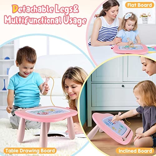 Smasiagon Magnetic Drawing Board for Kids, Toddler Toys for 1-2 Year Old Girl, Portable Doodle Board Pad Learning and Educational Toys for Ages 1 2 3 Year Old Baby Girl Birthday Gift（Pink） thumbnail 7