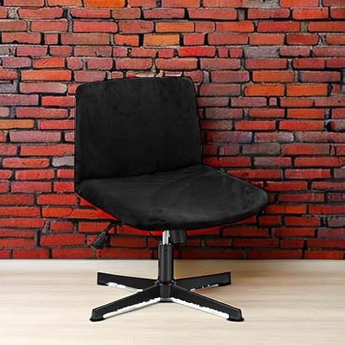 Deisy Dee Velvet Cross Legged Office Chair Covers - Upgrade Your Armless Wide Seat Computer Task Chair with Soft and Vibrant Velvet Stretch Covers - Transform Your Workspace in Minutes (Black) thumbnail 5