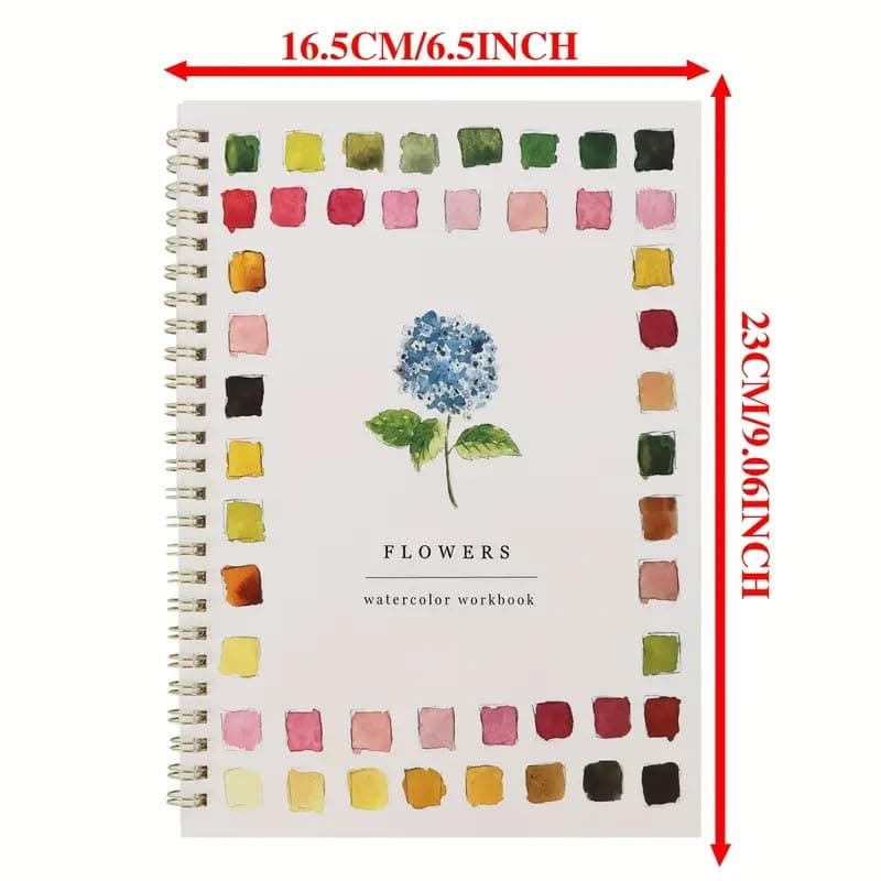 Watercolor Workbook beginner, Cuaderno de Acuarelas para PrincipiantesKit Completo con 12 Colores, Pincel, Flores y Aves - Ideal Adultos, Niños y Adolescentes, Incluye Regalo Artístico y Manualidades (E) thumbnail 6