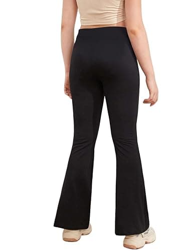 Girl's Leggings Cross High Waisted Flare Pants Yoga Bootcut Pants Solid Color Full Length Bell Bottoms thumbnail 2
