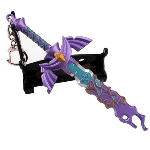 MEETCUTE Decayed MasterSword Keychain Latest,Cool Sword Key Ring for Men and Women Legend of Zeld the Tears Kingdom MasterSword Key chain Cosplay Accessories - Purple thumbnail 5