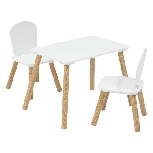 Atmosphera - Ensemble de Table et Chaises Enfant Alex - 3 Pièces (1 Table + 2 Chaises) - Plateau Résistant à l'eau - Mobilier de Chambre, Salle de Jeux - Fille et Garçon - Bois, Bords Arrondis, Blanc - Image 1