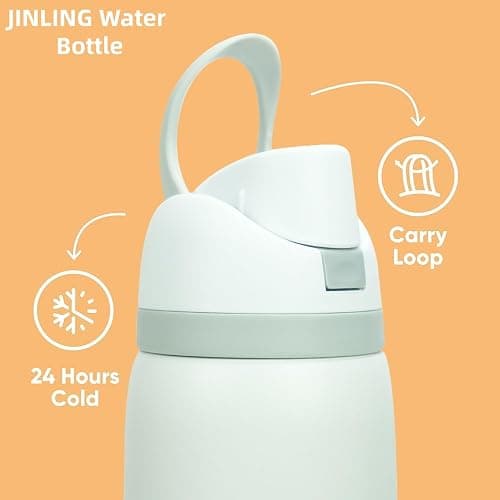 24oz Insulated Stainless Steel Water Bottle with Straw for Sports and Travel, BPA-Free Sports Water Bottle (Light Pink) thumbnail 5