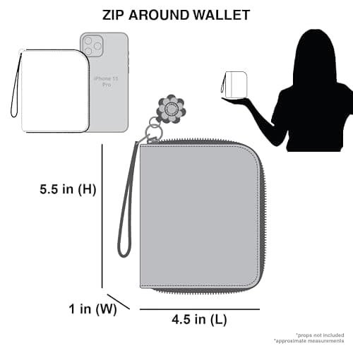 CHALA Zip Around Wallet, Wristlet, 8 Credit Card Slots, Sturdy Pu Leather - Frog - Turquoise thumbnail 5