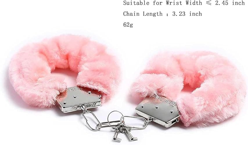 Stainless Steel Pink Fluffy Handcuffs for Ankles and Wrist with Chain Set Fuzzy Sweater Hand Cuff Set for Adults Bedroom Hand Cuffs for Women Couples WM168 thumbnail 2