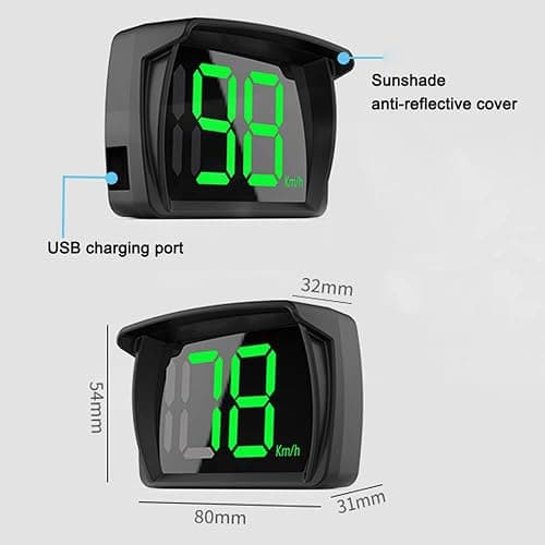 Shkalacar Car HUD Headup Display KM/H MPH GPS Digital Speedometer with LED Large Font Display + Car Charge Adapter for Car Truck SUV Motorcycle thumbnail 6