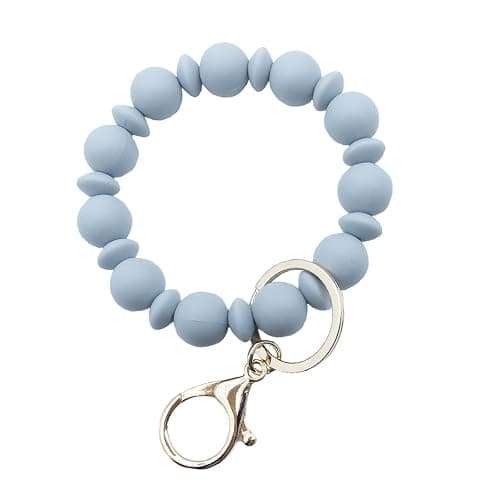 Unpafcxddyig Wristlet Bracelet Keychain Silicone Bead Elastic Bangle Key Chain Holder Clip for Women - Image 1