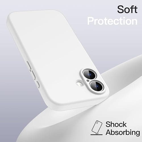 JETech Magnetic Silicone Case for iPhone 16 6.1-Inch, Compatible with MagSafe, Silky Soft Touch, Shock Absorbing Phone Cover with Camera Lens Full Protection (White) thumbnail 5