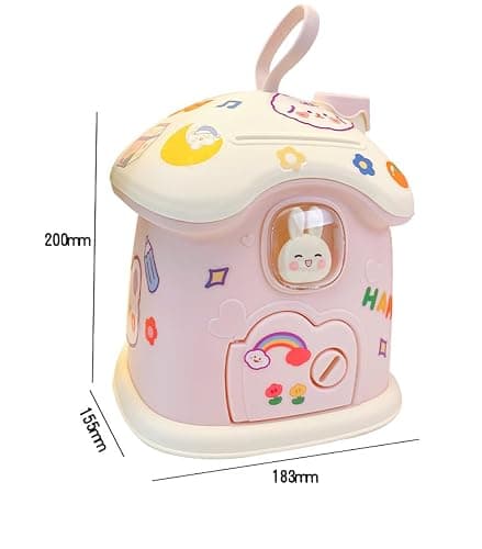 Kawaii Mushroom House Piggy Bank with Key and 3D Stickers Kids Teen Girls Money Saving Box Deposit Box Cute Kawaii Storage Box Desk Organizer Back to School Supplies (Pink) thumbnail 2