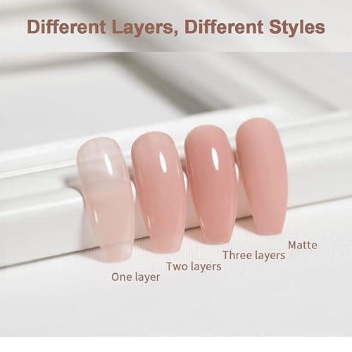 RARJSM Gel Nail Polish Jelly Pink Translucent Sheer Nude Colors Neutral Skin Tone Gel Polish Milky Clear Ice Pink 15ml Single Bottle Soak off UV LED Cured at Home Salon DIY French Manicure Nails Art - Baby Pink thumbnail 5