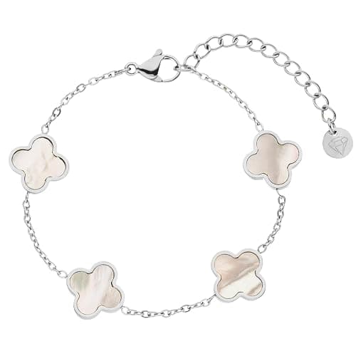 DIAMOND MODE Kleeblatt Armband Damen Gold – Schmuck 18K vergoldet, Clover Perlmutt, Chirurgenstahl 316L, wasserfest, verstellbar 16–20 cm – Geschenk - Image 1