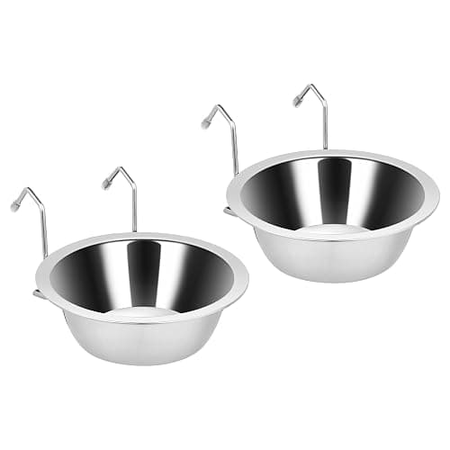 Fri4Free 2PCS 8oz Stainless Steel Hanging Kennel Water Bowls | Easy to Use, No Spill, Fits Small Crate Kennel Cage Catio, For Dogs Puppies Cats Small Pet, Food & Water Feeding Holder - Image 1