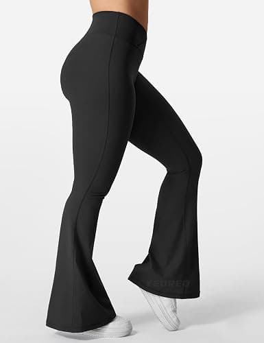 YEOREO Kalie Flare Scrunch Leggings for Women V Cross Waist Bell Bottom Yoga Pants Tummy Control Bootcut Workout Leggings thumbnail 5