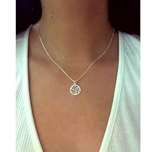 HUJUON Stainless Steel Hollow Volleyball Necklace,Cute Geometric Volleyball Sports Pendant Necklace,Football Clavicle Chain Necklace for Women Men thumbnail 5