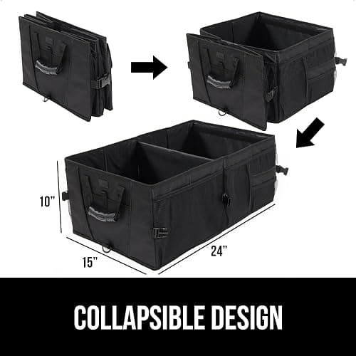 GORILLA GRIP Large Capacity Sturdy Trunk Storage Organizer, Slip and Water Resistant Collapsible Organization Container, Holiday Gifts for Men, Women, Multi Compartment Car or SUV Accessories, Black thumbnail 8