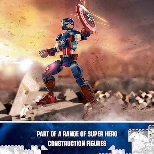 LEGO Marvel Captain America Construction Figure 76258 Buildable Marvel Action Figure, Posable Marvel Collectible with Attachable Shield for Play and Display, Avengers Toy for Boys and Girls Ages 8-12 thumbnail 6