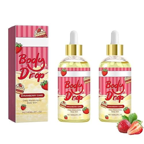 BlueBouff Body Juice Oil Strawberry Shortcake, Strawberry Pound Cake Body Oil Scented, Hydrating and Moisturizing for All Skin Types(60ML/2PCS) - Image 1