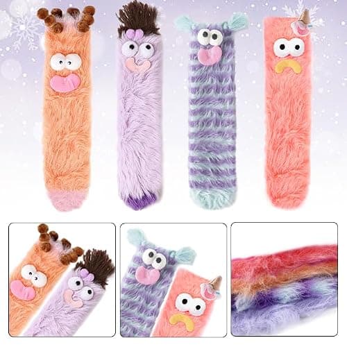 Kephay Coral Velvet Cartoon Monster Funny Socks for Women & Girls, 3D Novelty Face Winter Warm Thick Socks thumbnail 6