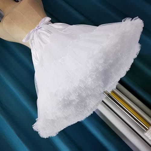 PhilaeEC Damen Petticoat Tüllrock Kurz Tutu Ballett Ballkleid Unterrock Underskirt Crinoline, Frauen Plissee Party Kostüm Skirt, Länge 40cm, Taille 55-95cm thumbnail 4